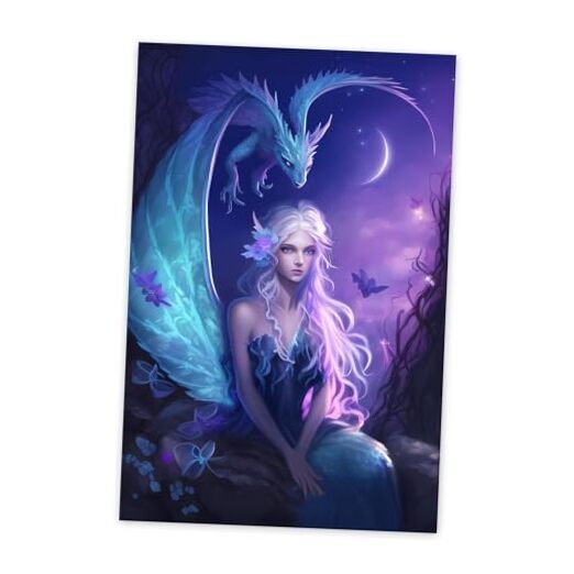 Purple Dragon Fairy 5D Diamond Painting Kits, Fairy Diamond Art for Adults,