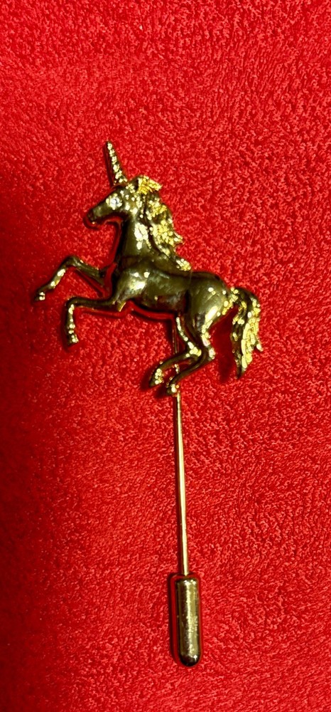 Vintage Gold Tone Unicorn Hat/Lapel Pin Avon Gold Tone Lapel Pin