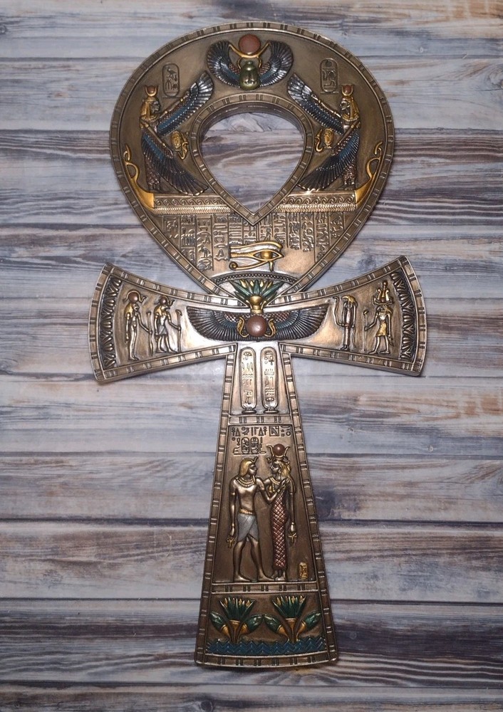 Bronze Finished Ancient Egyptian Ankh Symbol Wall Hanging 15 3/4 