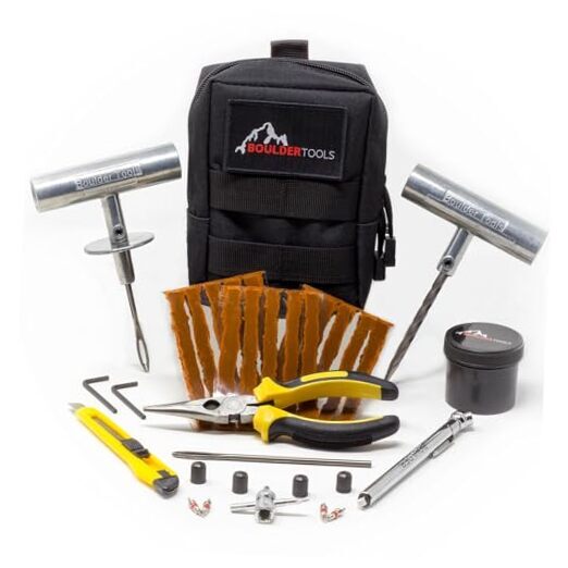 - Compact Tire Repair kit with Molle Storage Pouch. Heavy Duty Universal Tire