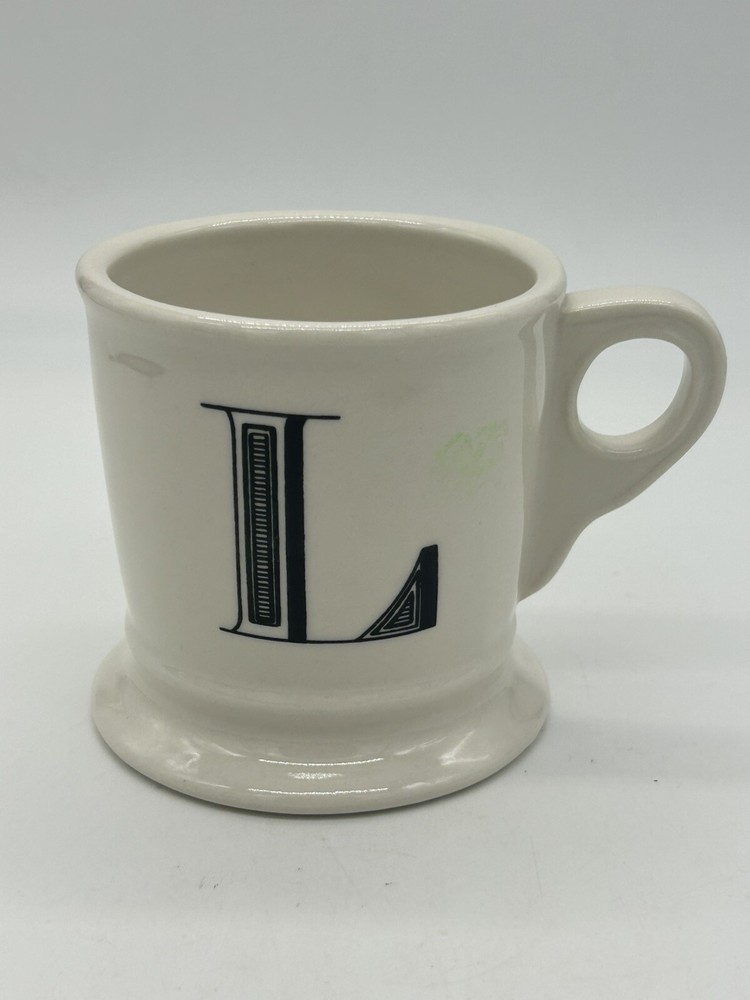 Anthropologie Monogram Initial “L” White Coffee Tea Mug Letter Alphabet