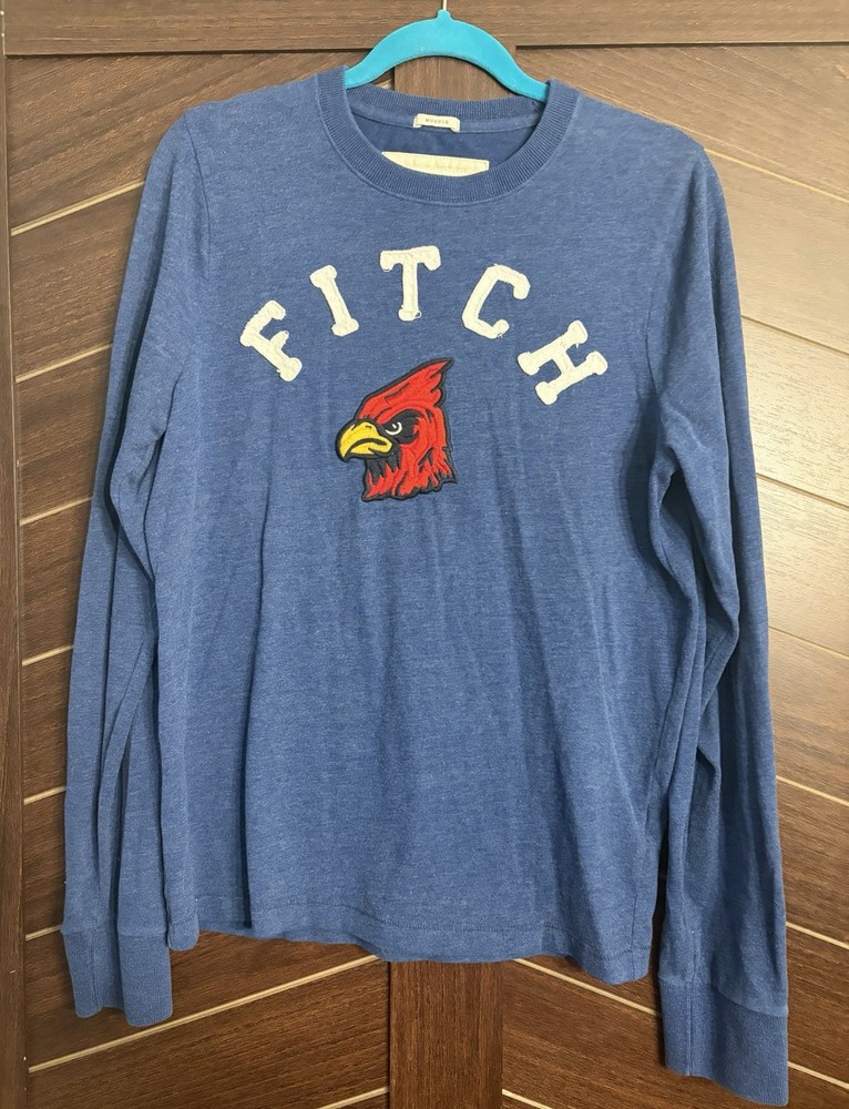 Abercrombie And Fitch, Long Sleeve Muscle Shirt, XL Red Cardinal Appliqué