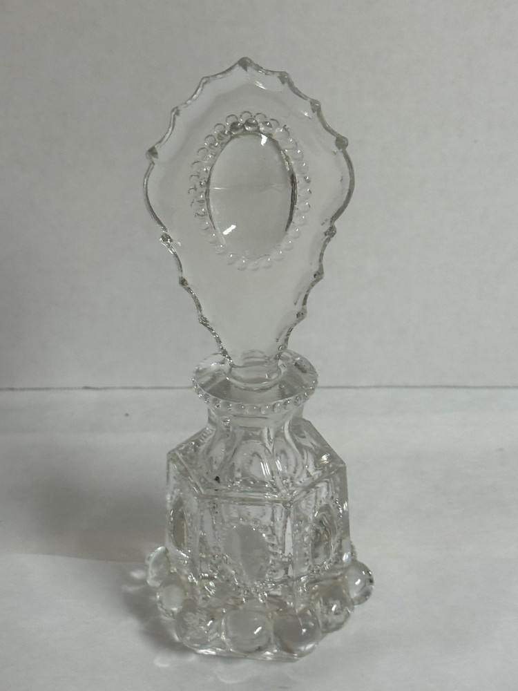 Vintage L.E. Smith Glass Beaded Medallion Perfume Bottle with Stopper