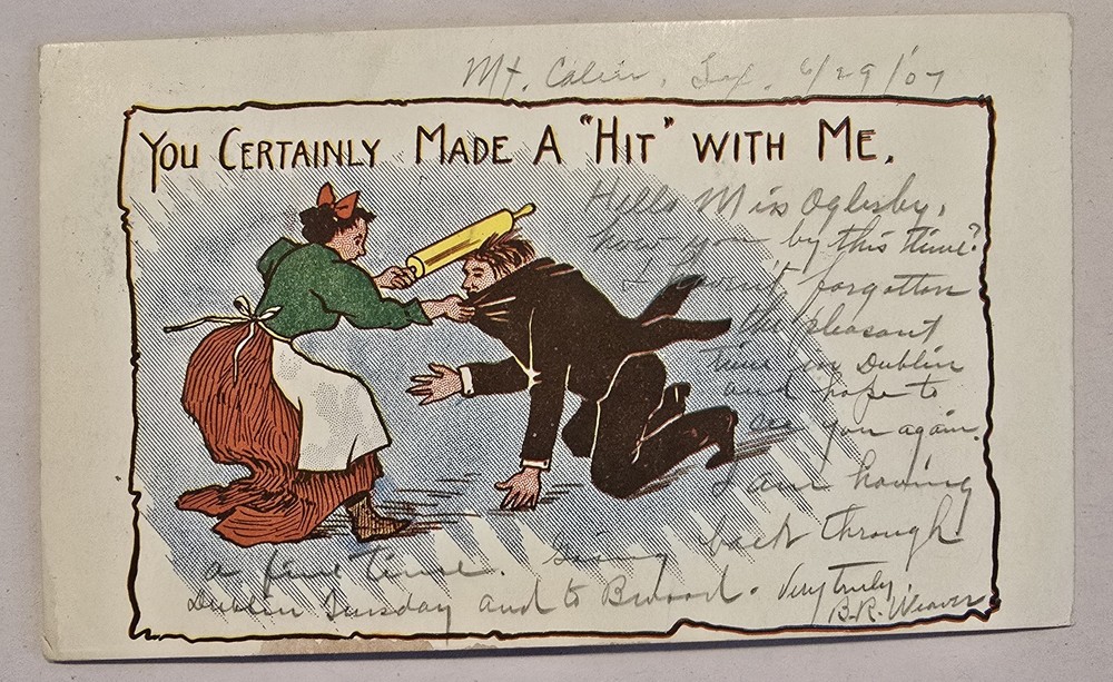 Humor 'You Certainly Made a Hit With Me' Printed Postcard Posted 1907