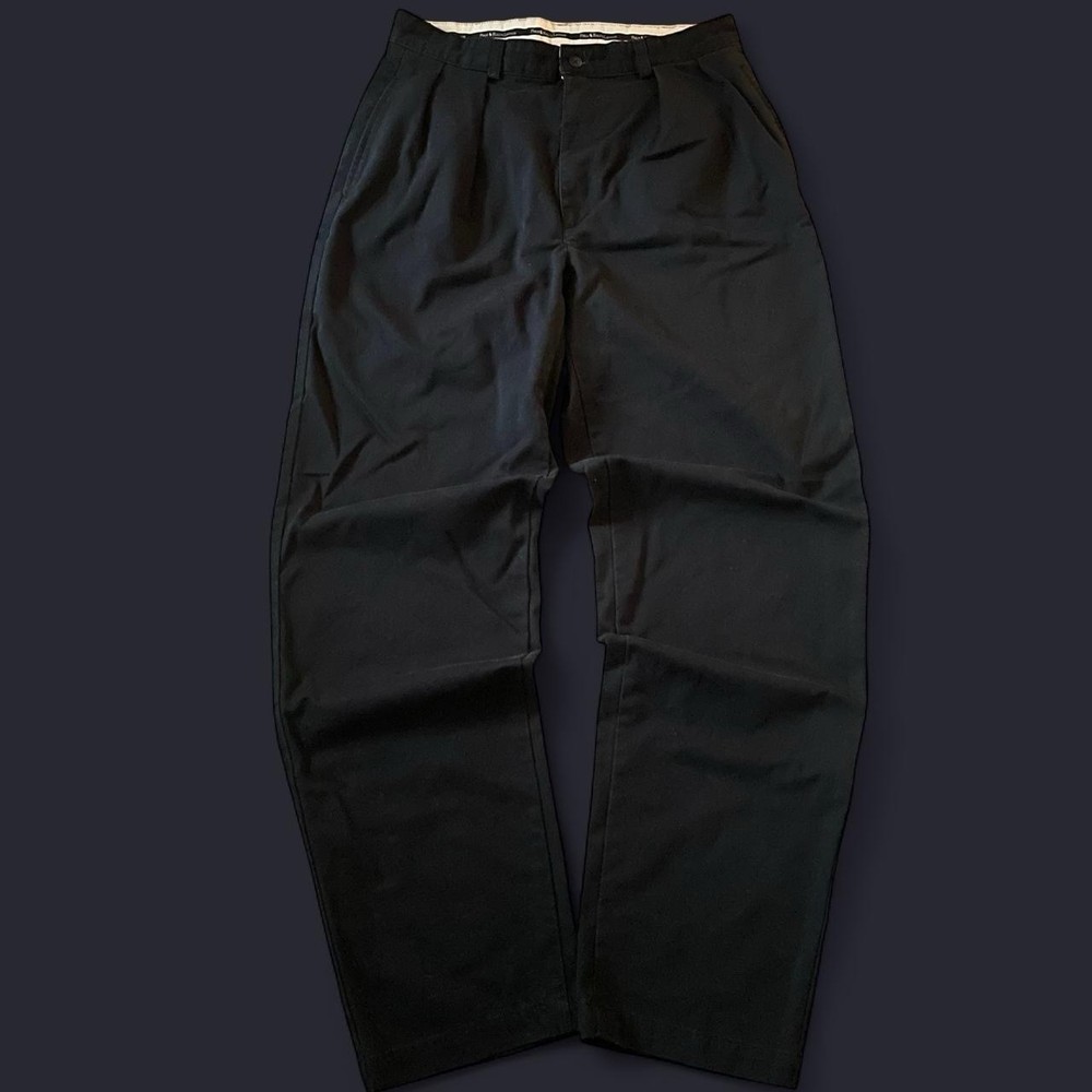 Vintage Polo Ralph Lauren Black Pleated Chino Trousers 32x34 Preppy Classic