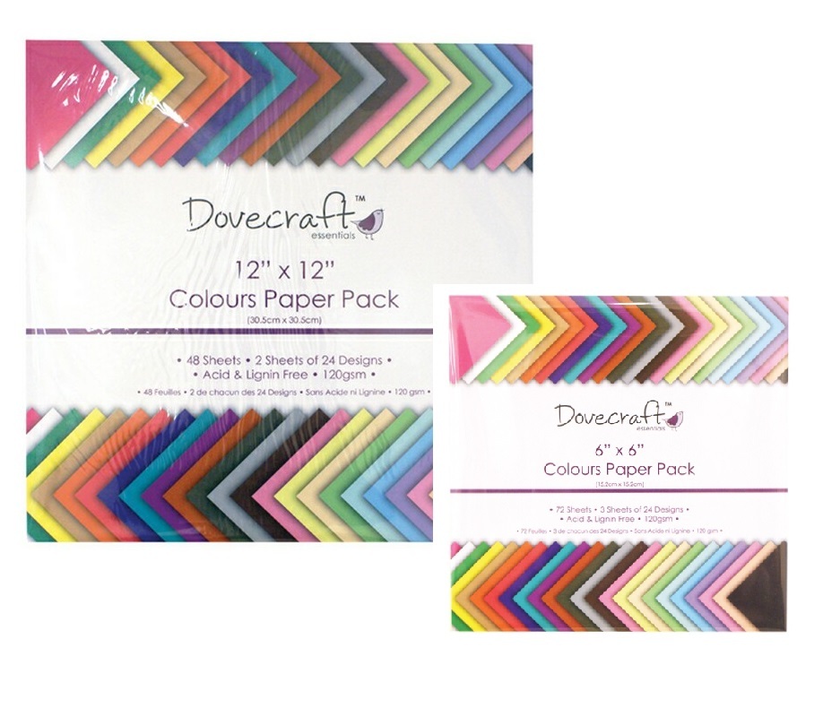 DOVECRAFT SCRAPBOOKING COLOURED PAPER PACKS SQUARE ASSORTED COLOURS ACID FREE-image