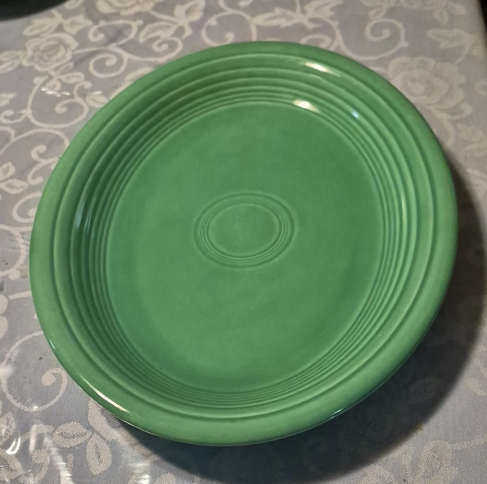 Fiesta Green 12 in Plate USA Ceramic Round Glossy Solid Printed Backstamp
