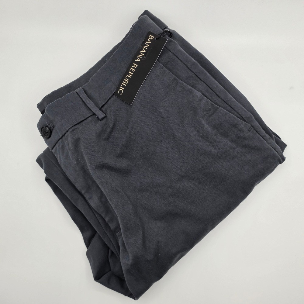 Banana Republic Chino Pants Mens 36x32 Gray Excellent Stretch Cotton Blend