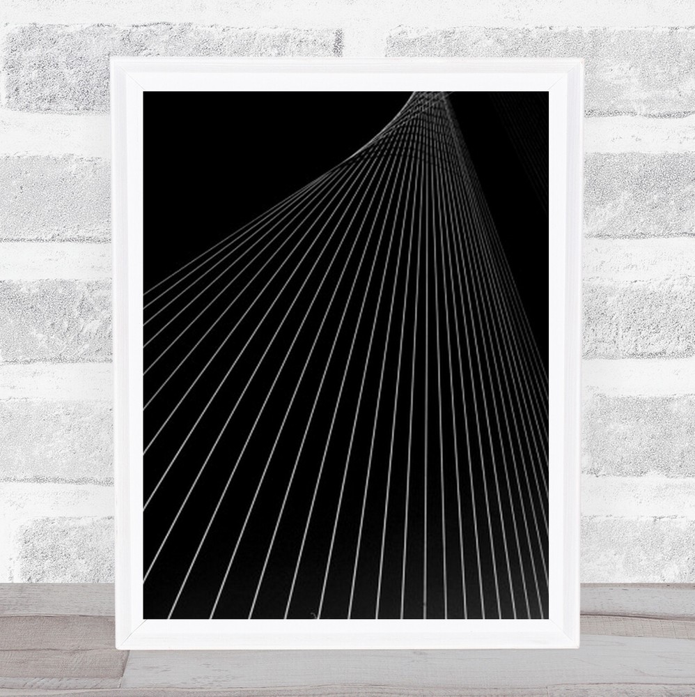 Spectrum Cable Bridge Israel Black White Geometric Wall Art Print