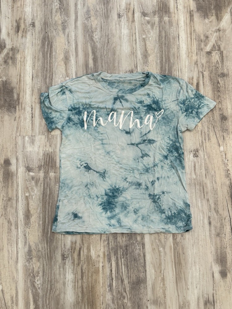 Women’s Mama Tie-Dye Lightweight Light Blue T-Shirt Size Small