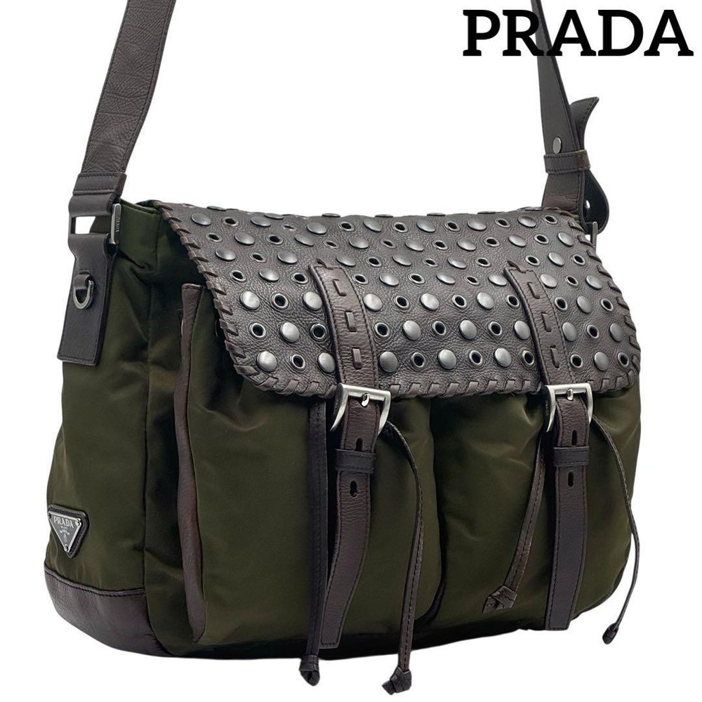 Prada Studded Shoulder Bag Crossbody Messenger with Stud Details