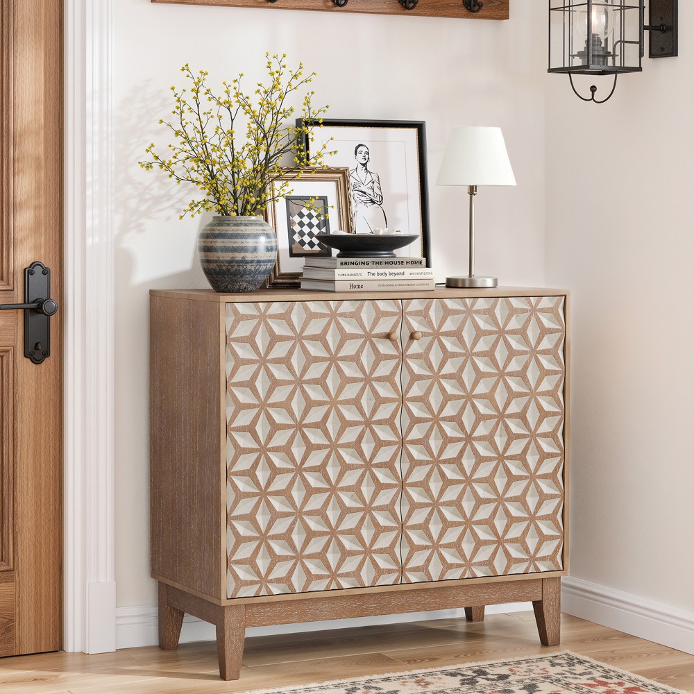 Geometric Design W 2 Doors Adjustable Shelves Storage Space