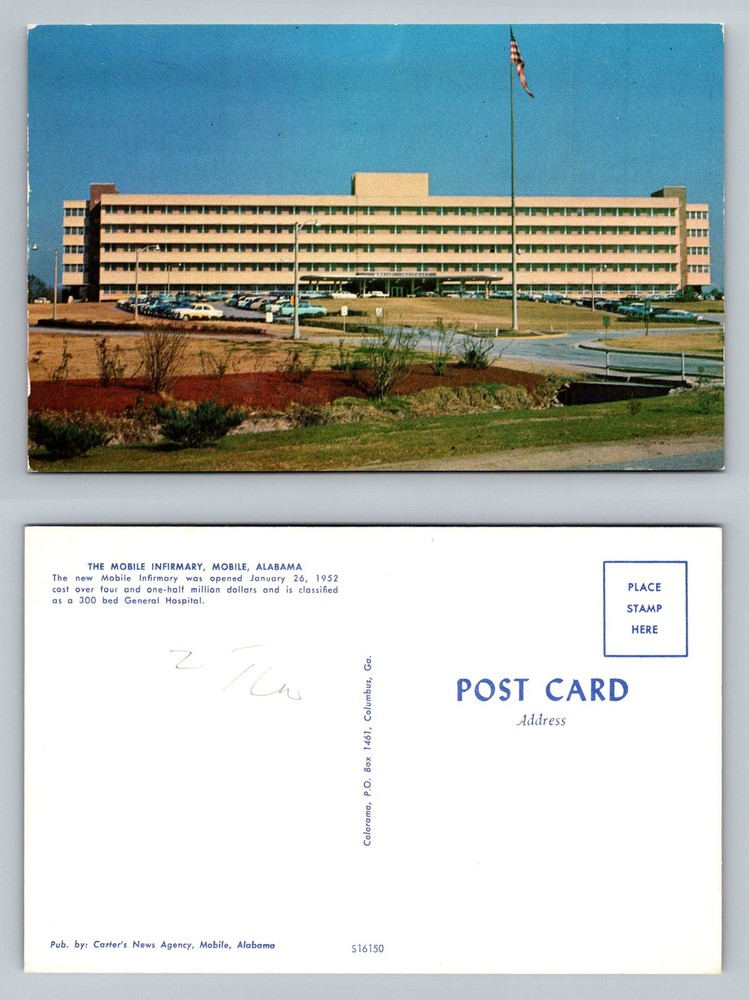 Mobile, AL-Alabama, 1952 Mobile Infirmary General Hospital Vintage Postcard