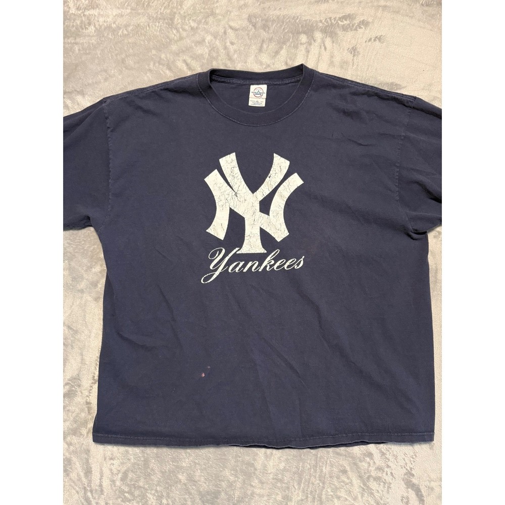 Delta New York Yankees T-Shirt Mens 2XL Navy Blue Graphic Logo Cotton Tee