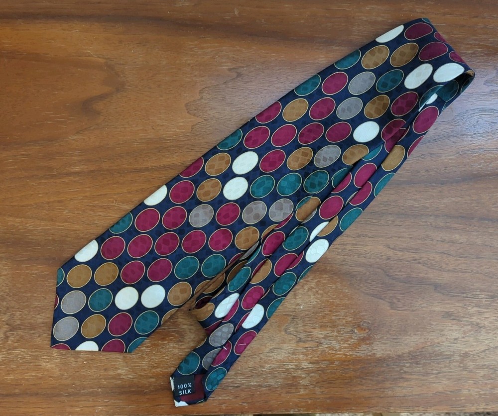 Men's Silk Tie Saliari Made In Italy Vintage Red Navy White Green Gold