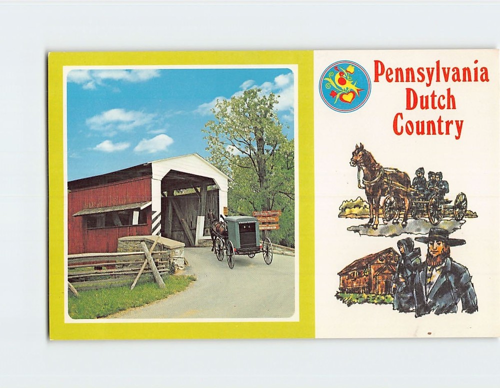 Postcard Kissing Covered Bridges Amish Country in Lancaster County Pennsylvania
