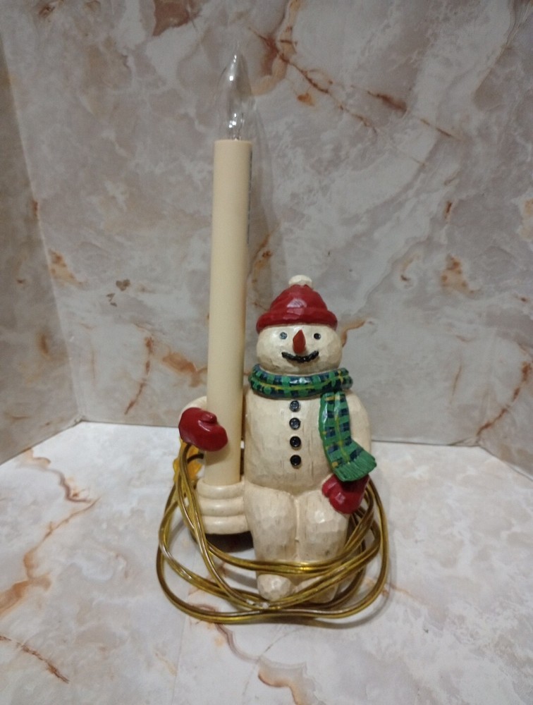 SNOWMAN Candle Nightlight Accent Table Lamp - Christmas Winter - Shelf Sitter-image
