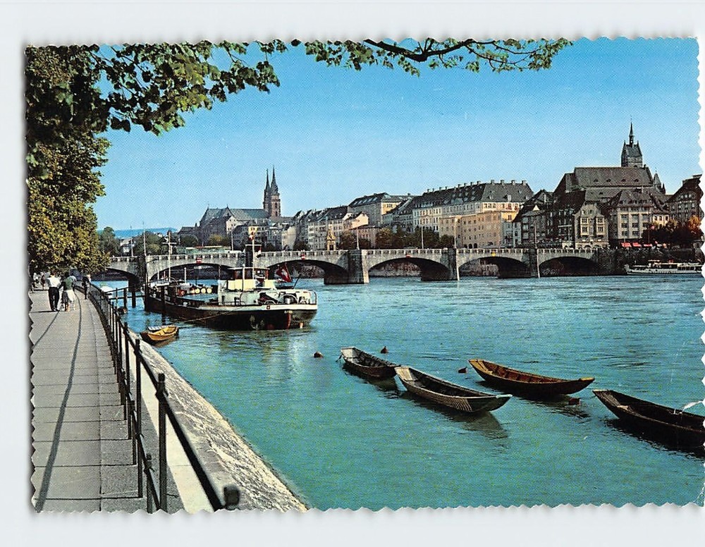 Postcard The Middle Bridge on the Rhine Basel Switzerland