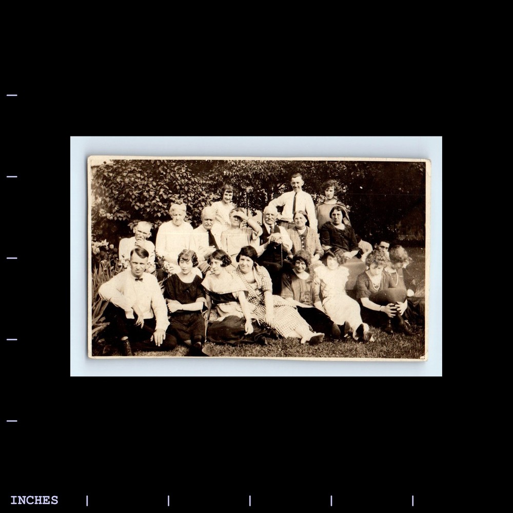 Old Vintage Photo OLDER MEN WOMEN SITTING IN YARD