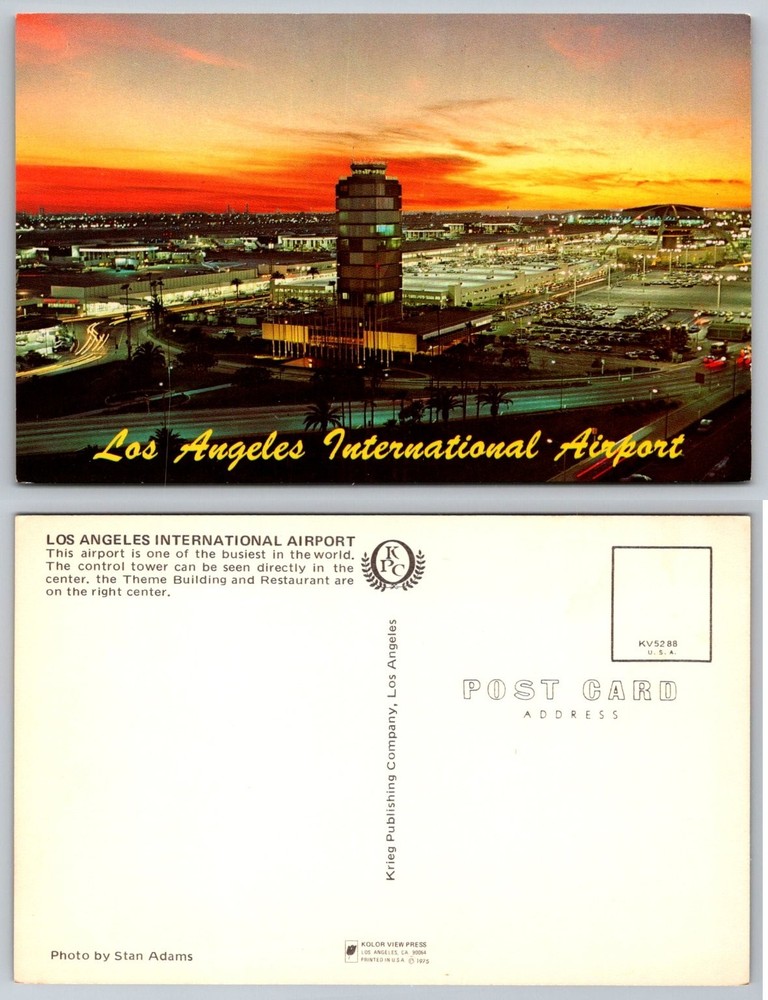 LAX Los Angeles International Airport Sunset Postcard 1975 Stan Adams