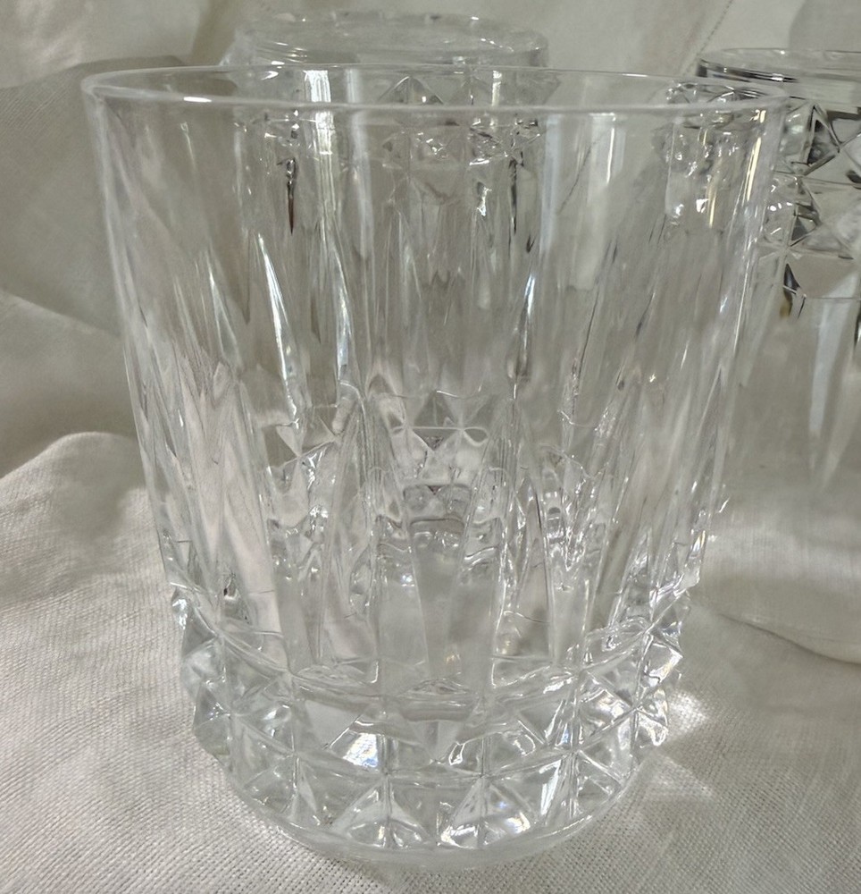 Set of 3 Clear - vintage Fostoria Heritage Clear Double Old Fashioned glasses.