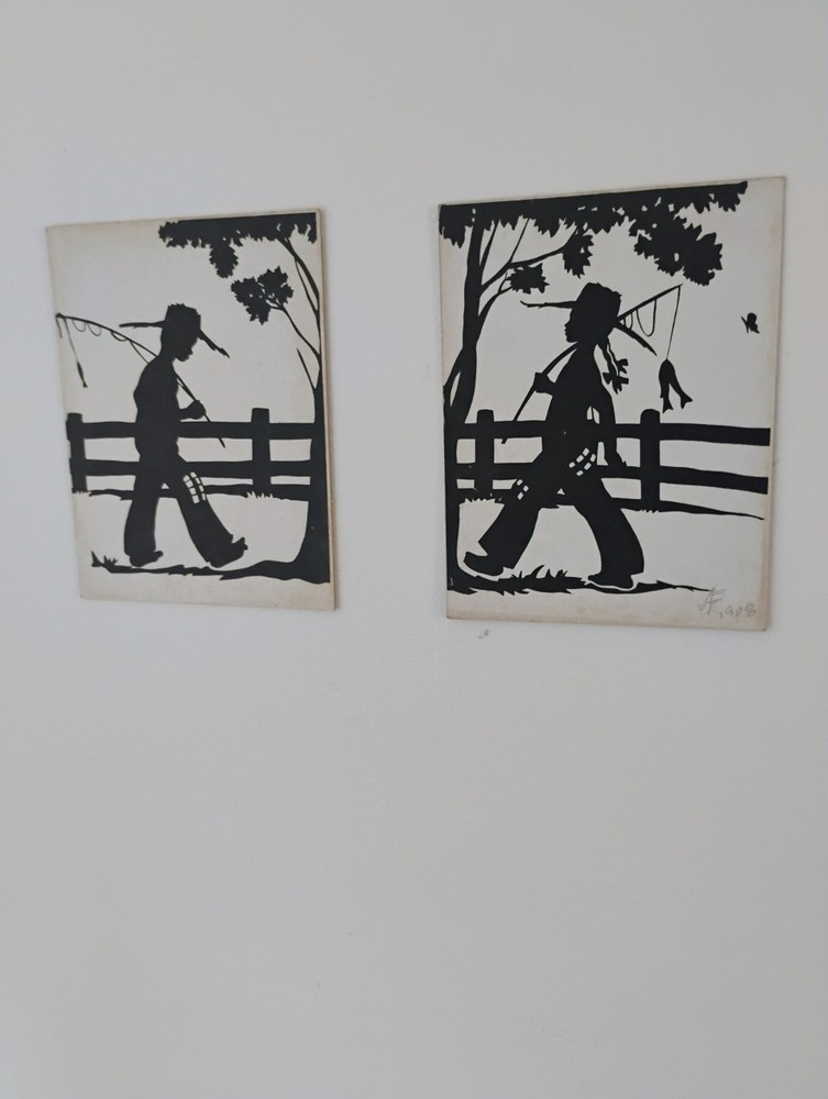 Believed To Be Early April Fielding Silhouettist @1908 Set 8 In x 6 In Framed