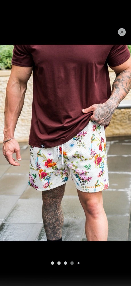 Young LA Men’s Athletic Floral, Botanical, Humming Birds Mesh Shorts Multicolor