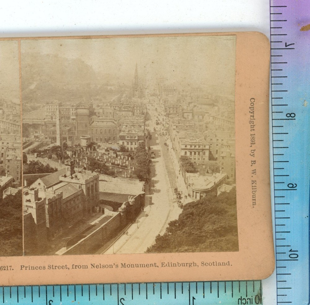 Princess Street From Nelson Monument Edinburgh Scotland B.W. Kilburn Stereoview