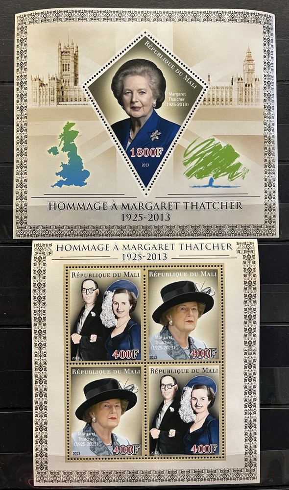 Margaret Thatcher British Prime Minister Flag 2 Stamps MNH BX