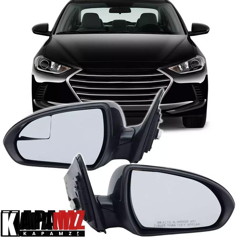 Left & Right Side Door Mirrors Power Glass For 2017-2020 Hyundai Elantra Black