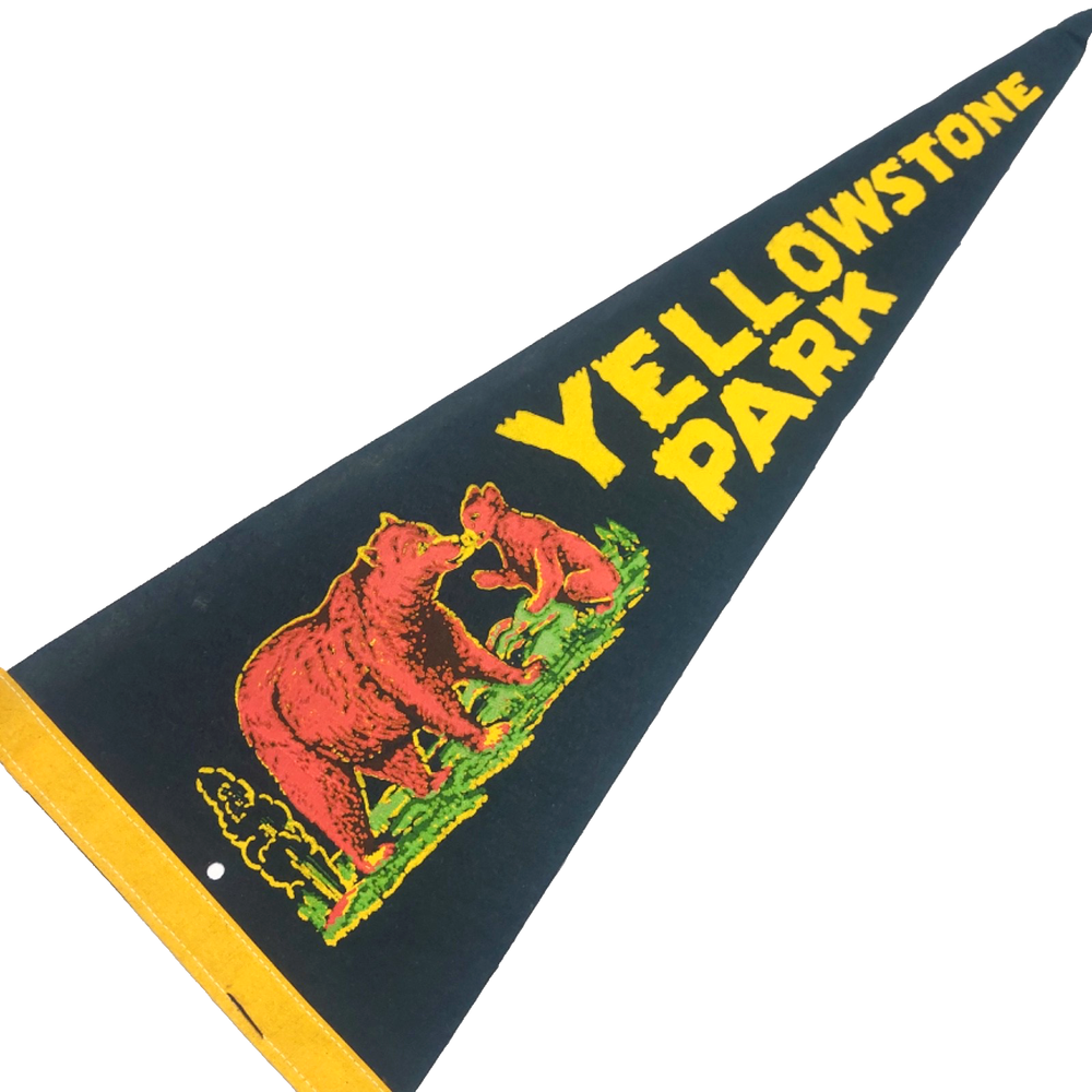 Yellowstone Park WY Mama Bear & Cub Vintage Travel Souvenir Felt Pennant 9