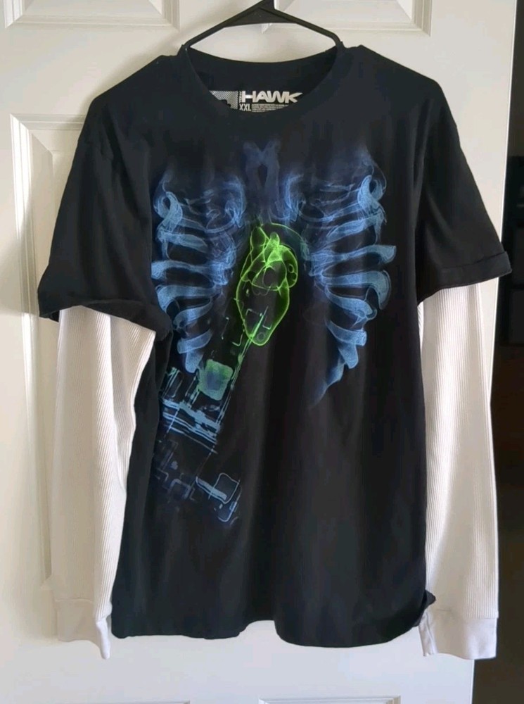 Tony Hawk Ribcage Graphic Double Sleeve T-Shirt Size XXL