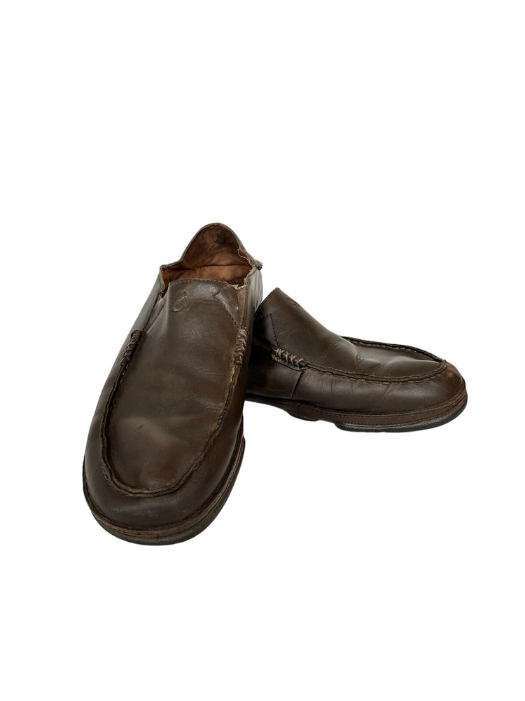 Olukai Moloa Brown Leather Comfort Slip On Shoes Loafers Men's Size 9M