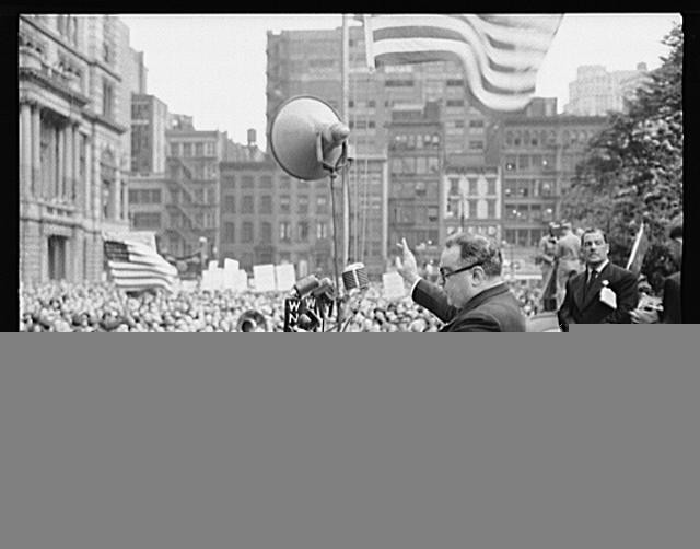 New York, New York. Mayor Fiorello La Guardia at the D-day rally in Madison