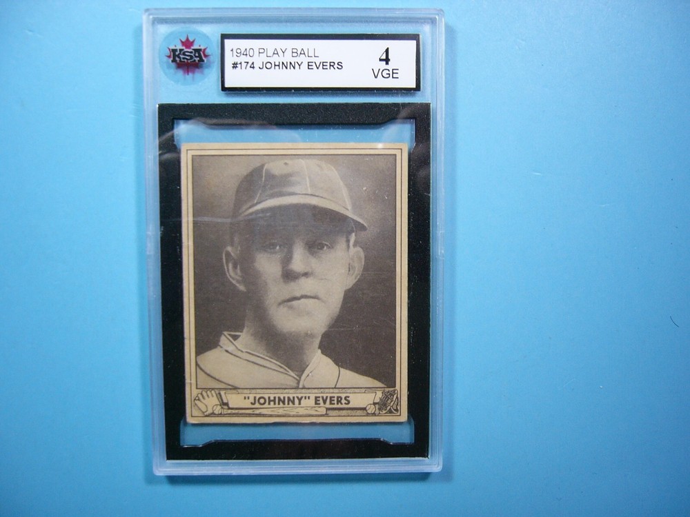 1940 Play Ball Gum Johnny Evers #174 KSA 4 VG/EX MLB Baseball Card Sharp Gl