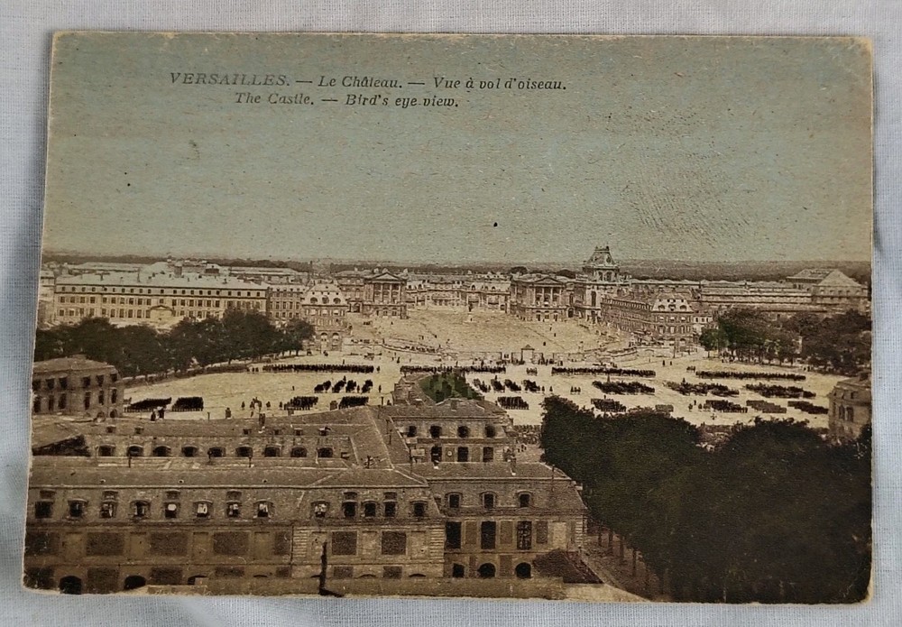 Antique Versailles France Birds Eye View Palace Postcard
