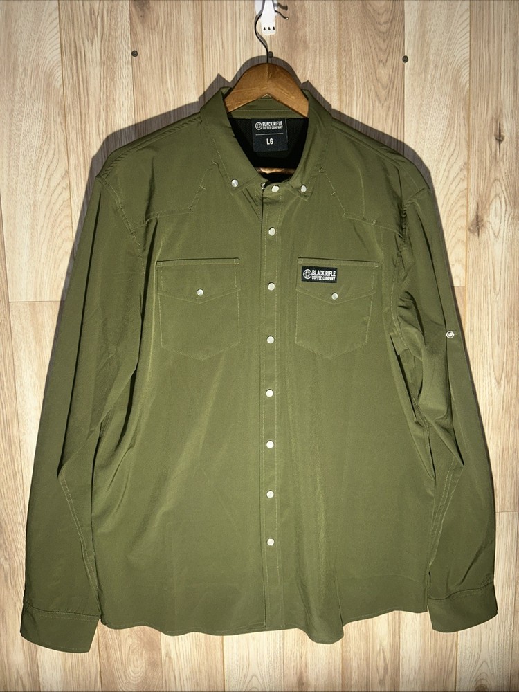 Black Rifle Coffee Company Mens Pearl Snap Shirt Size Large  Green