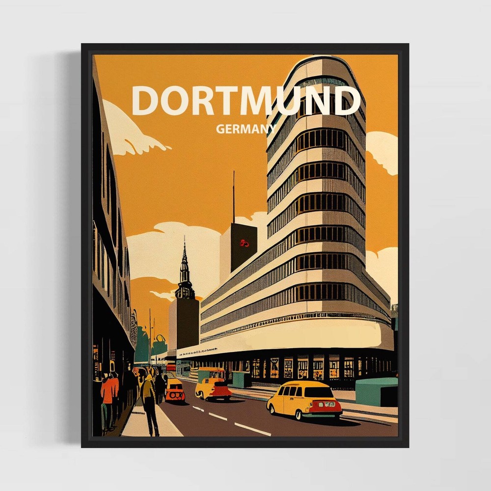 Dortmund Retro Art Print Dortmund Wall Art Illustration Dortmund Vintage