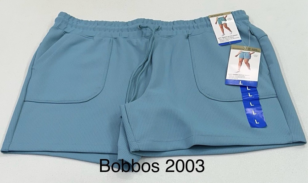 Mondetta Women's Soft Ribbed Active Shorts, Adriatic Blue, Size L