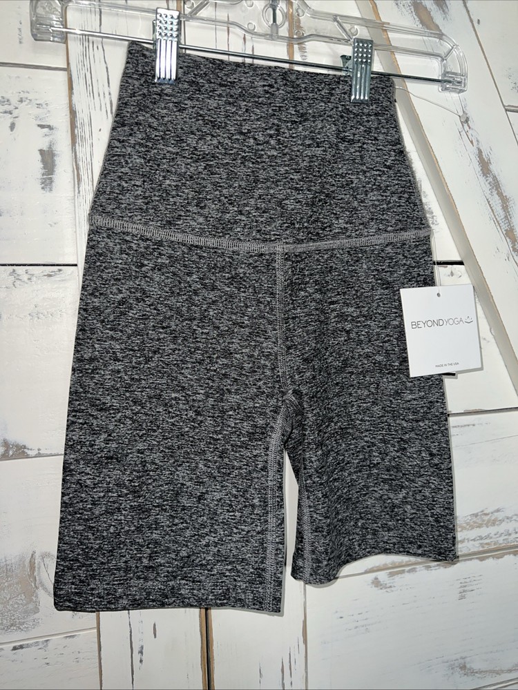 Beyond Yoga Shorts High Rise Space Dye Dark Gray Cycling Training Women Sz XXS