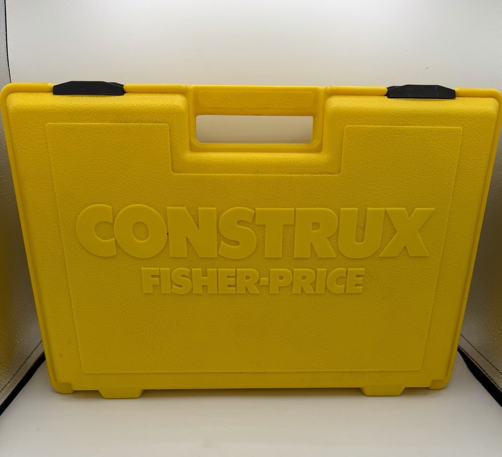 VTG 1983 FISHER PRICE CONSTRUX CREATIVE BUILDING PARTS YELLOW CASE And Parts