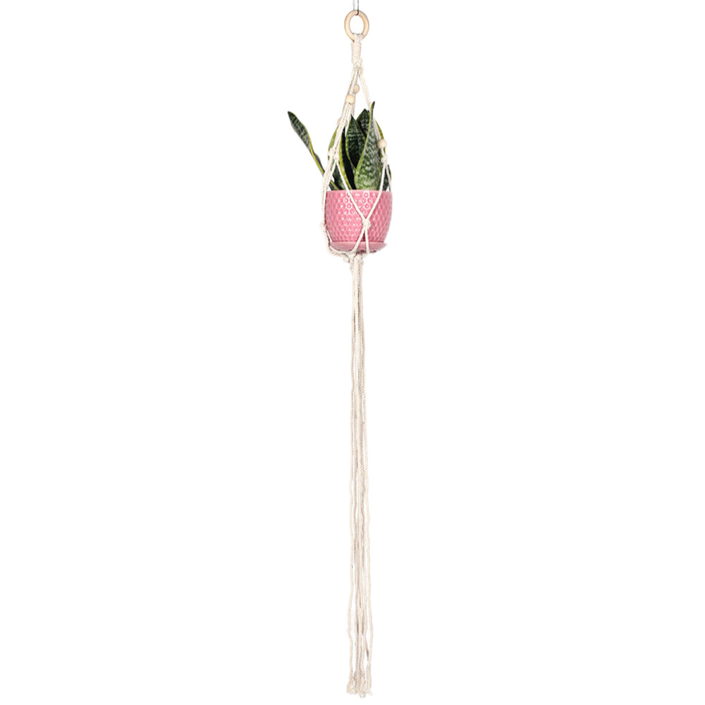 Indoor Wall Hanging Cotton Rope Basket Succulents Flower Pot Planting Green