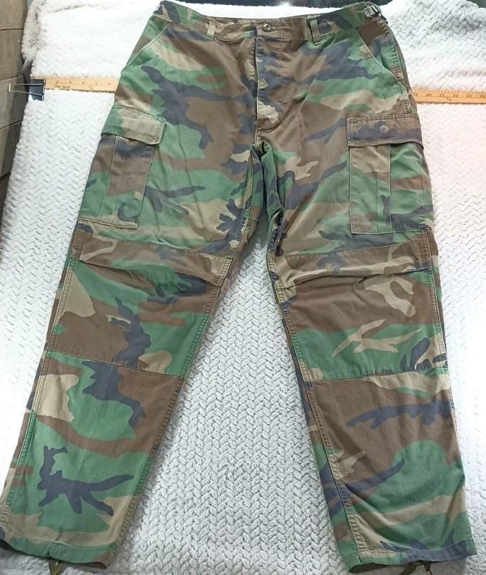 Vintage Woodland Military Issue Combat Trousers Pants Large/Long 35-39 Waist