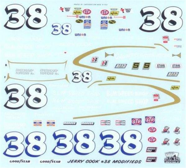 Ace #38 Pinto Modified Jerry Cook 1/25 NASCAR decal sheet