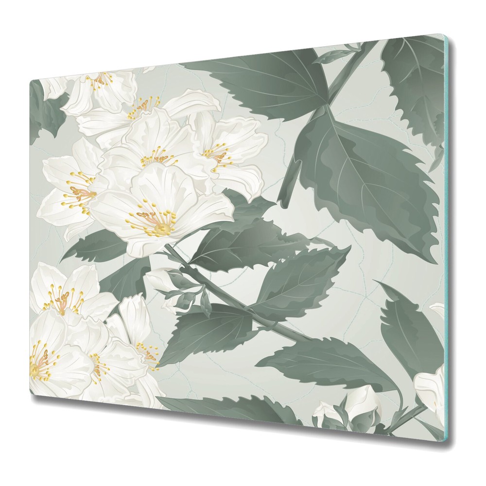 Glass Worktop Saver Kitchen Blooming Flowers floral pastel nature garden 60x52