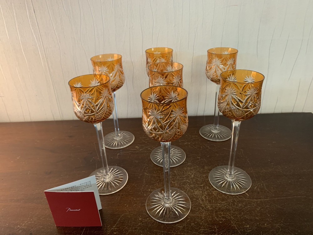 6 Wine Glasses Overlay Amber Model S 1145 Crystal From BACCARAT (Price Per Unit)