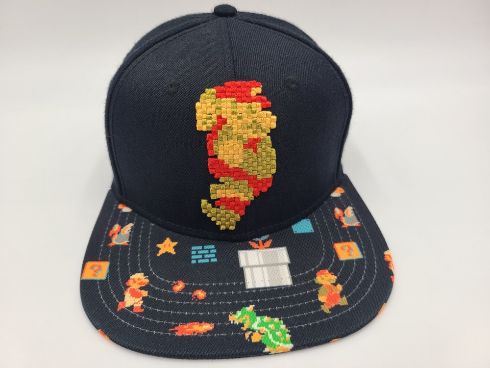 Super Mario Bros Pixels Snapback Hat Cap Nintendo Brothers Dad Men Women Black