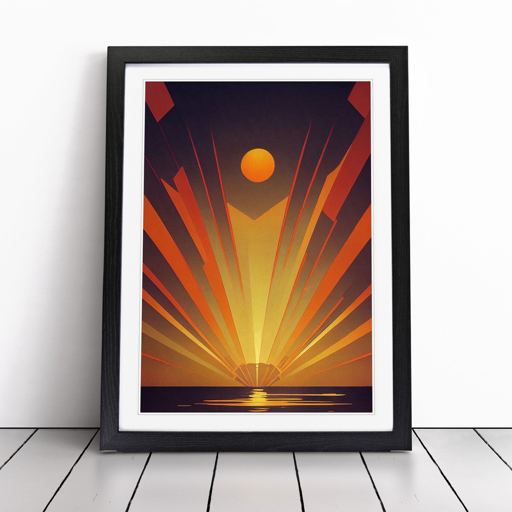 Art Deco Ocean Sunset No.5 Wall Art Print Framed Canvas Picture Poster Decor