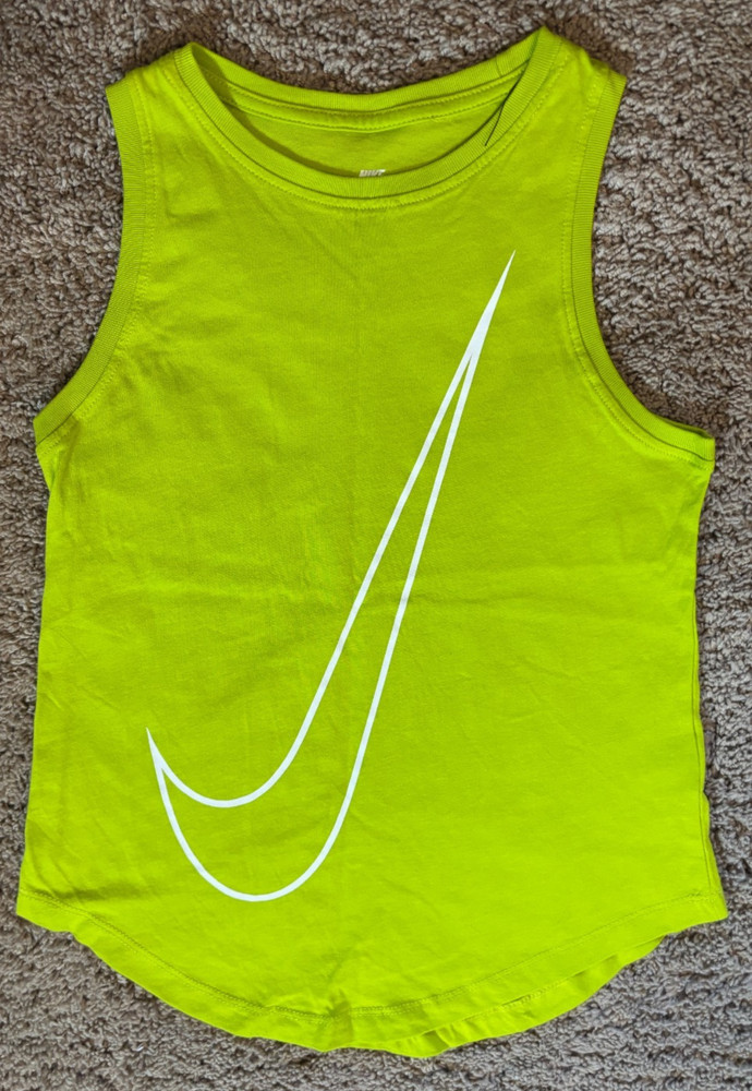 Nike Tank Top Shirt Green Large Swoosh Sleeveless Size Girls S NEW