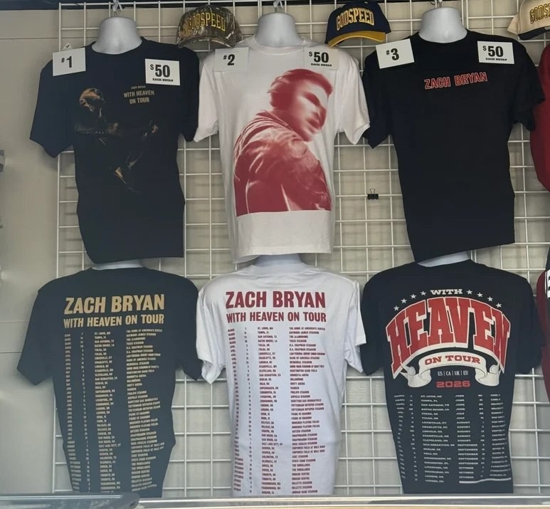 Zach Bryan 2026 World Tour T-Shirt Quittin Time Tour Black Concert Tee